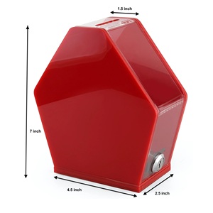 Scatola di beneficenza in acrilico pentagono trasparente rosso su misura con serratura e chiave Lucite bloccabile per la raccolta di schede elettorali contenitore - Product Image 2