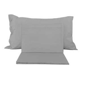 Ensemble de draps en coton gris, taille simple française, taie d'oreiller incluse - Product Image 1