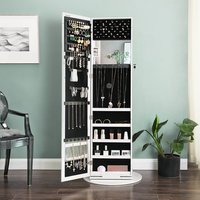 Organisateur rotatif de sol blanc, miroir sur pied en bois, grand cabinet à bijoux en bois