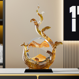 Adorno de Vidrio Azul con Ondas de Arena Fluida, Escultura de Arte Líquido Feng Shui, Decoración para Sala de Estar y Mueble de TV - Product Image 5