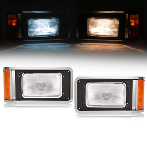 Phares avant gauche et droit avec cadre et ampoules <span class=keywords><strong>LED</strong></span> pour camion Mack CH613 SFA 1990-2017 - Product Image 1