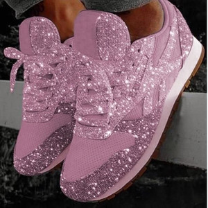 Zapatos Casuales de Otoño para Mujer, Transfronterizos, de Estación Independiente, Transpirables, con Lentejuelas, Pedrería en la Puntera, Cierre de Cordones, Suela Gruesa - Product Image 4