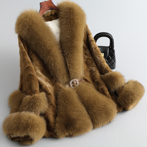 <span class=keywords><strong>Trench</strong></span> Invernale di Lusso da <span class=keywords><strong>Donna</strong></span> con Collo in Vera Pelliccia di Volpe e Visone Giacca Casual di Alta Gamma Importata con Fodera in Poliestere - Product Image 2