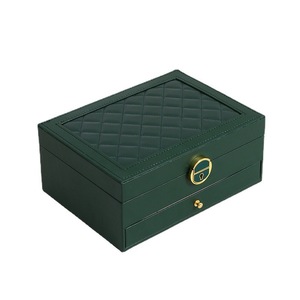 Exquisito Joyero de Cuero con Cajón de 2 Capas y Cerradura, Estuche Multifuncional <span class=keywords><strong>para</strong></span> Guardar Relojes y <span class=keywords><strong>Joyas</strong></span>, Regalos Únicos <span class=keywords><strong>para</strong></span> Mujeres - Product Image 4