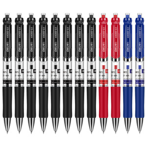 Stylo gel Deli S01 0,5 mm à bouton-poussoir pour bureau et école, encre bleue, noire, rouge, bleu foncé, boîte de 12 pièces, couleur unique - Product Image 3