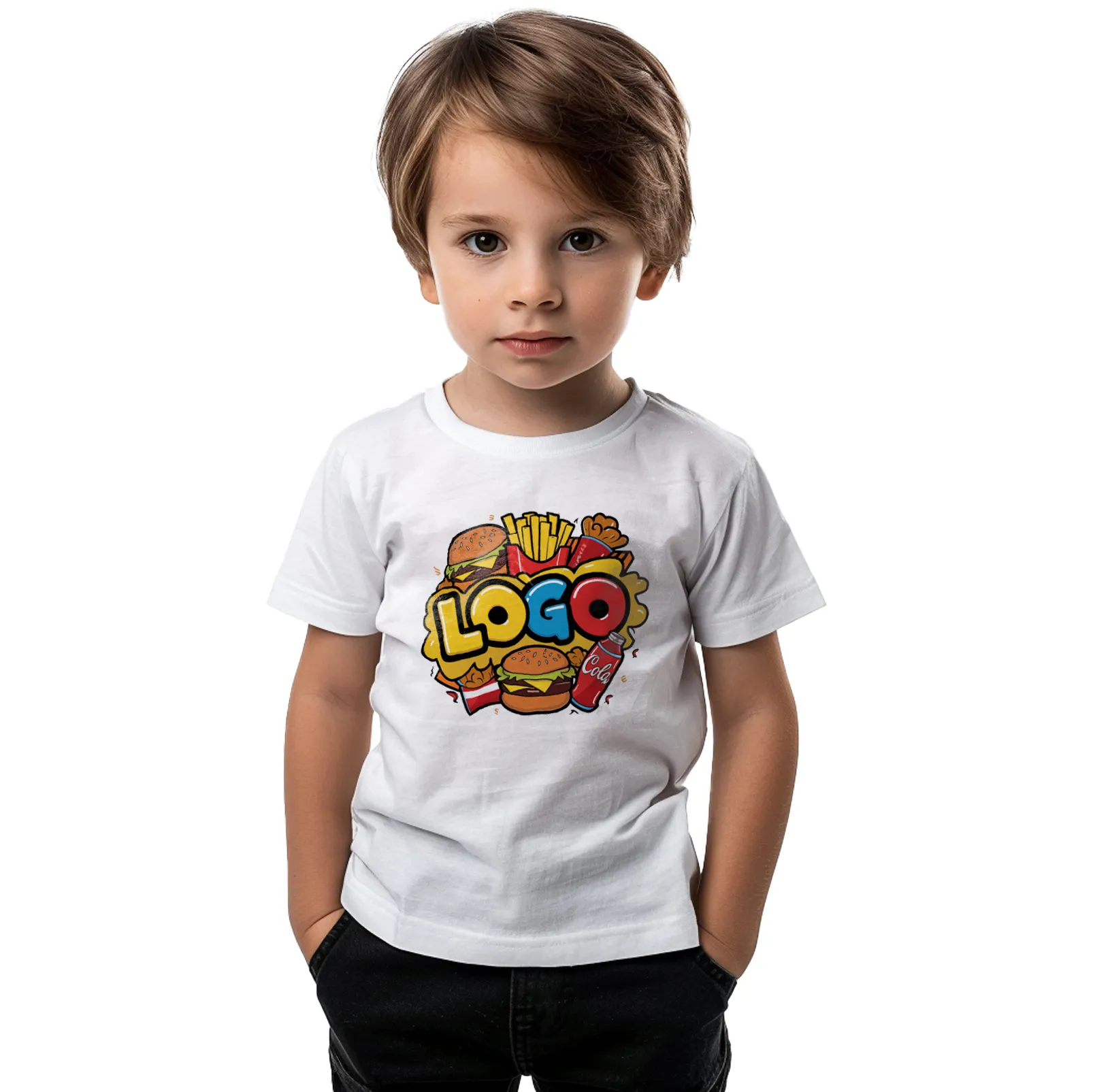 Fabricantes al por mayor niño algodón camiseta verano calidad ropa logotipo personalizado niños de 4 años a 13 niños camiseta