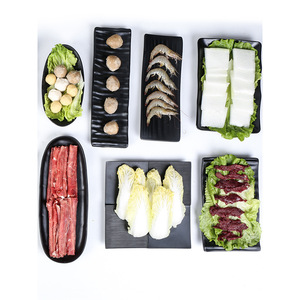 Rectangular <b>Black</b> Melamine Barbecue <b>Plate</b> Dish Vegetable Soy Milk Hot Pot Tableware Commercial Use Party Solid Color - Product Image 3