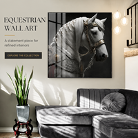 Impression sur toile carrée Portrait de cheval noir et blanc, Décoration murale équestre pour Club, Hôtel, Salon, Bureau de direction