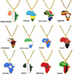 Collier personnalisé en émail avec <span class=keywords><strong>carte</strong></span> du <span class=keywords><strong>monde</strong></span>, collier en acier inoxydable, pendentif <span class=keywords><strong>carte</strong></span> dorée pour la mode - Product Image 4