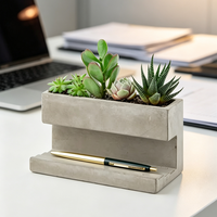 Pot à succulentes en béton coulé double couche avec emplacement pour stylo, organisateur de bureau, décoration, couleur et logo personnalisables, vente en gros