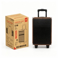 Enceinte Karaoké Portable en Bois avec Poignée Télescopique et Roues, Batterie 7.4V 3000mAh, Stéréo TWS pour Spectacles en Extérieur