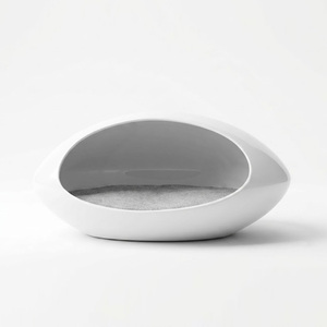 Glossy Egg Sculpture Cat Cave Minimalist Semi-open Cat <b>Bed</b> Washable Mat Indoor Living Room Decor Pet <b>House</b> - Product Image 2