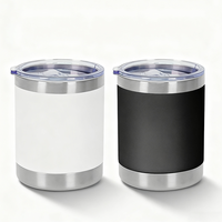 Mug Kopi Kantor Vakum Dinding Ganda Stainless Steel dengan Tutup Transparan Logo Personal