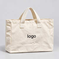 Tas Belanja Kanvas Logo Kustom Pemilik Toko Travel Boutique, Warna Ivory dengan Pegangan Panjang dan Gusset Samping untuk Penjualan Tas Branded Toko