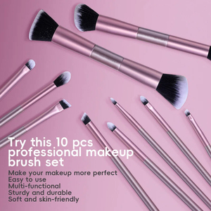 Ensemble de 10 pinceaux de maquillage écologiques avec manche en bois, poils synthétiques, couleur personnalisée, kit de pinceaux de luxe pour le visage et le fond de teint - Product Image 2