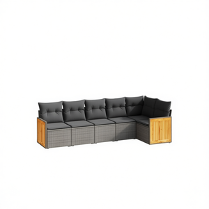 Grey Garden <b>Sofa</b> <b>Set</b> With Cushions UV Resistant PE Rattan Outdoor Furniture Contemporary Design Waterproof - Product Image 1