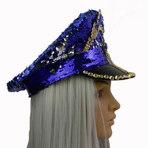 Manwu หมวกปักเลื่อมสีฟ้าสุดหรูจากโรงงานพร้อมเพชรสามารถปรับแต่งการเผาไหม้ได้สำหรับงานปาร์ตี้ชายหาดกลางแจ้ง - Product Image 4