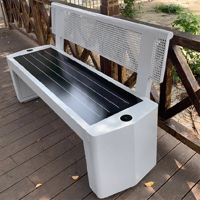 Outdoor Solar Smart Seat Stainless Steel Photovoltaic Smart Park Leisure Chair Mobile Phone Wireless Charging Bench