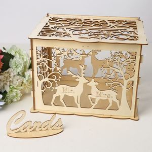Wholesale DIY Wooden Gift <b>Card</b> <b>Box</b> With Hollow-Carved Design for <b>Weddings</b>, Sign-in and Greeting <b>Card</b> Holder Dropshipping - Product Image 1