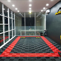 Carrelage de sol de garage à emboîtement pour garage Revêtement de sol en plastique pour entrepôt Lavage de voiture Drain Dalle Dalle Rib Garage Tapis de sol
