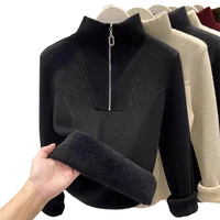 Verdickter Integrierter Fleece-Pullover Damen Mode Stehkragen Halber Reißverschluss Warmes Oberteil Bestseller Winter Basisschicht Unterwäsche