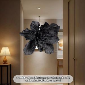 ดอกไม้กระดาษทำมือสีดำขนาดใหญ่ งานศิลปะสามมิติ สำหรับตกแต่งฉากหลังงานแต่งงาน - Product Image 2