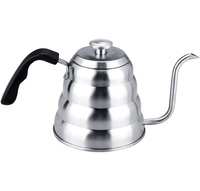 Bouilloire à café à bec de cygne en acier inoxydable 1200 ml, écologique, moderne, pour café filtre, avec thermomètre, finition miroir argentée