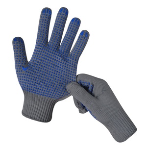 Trung Quốc bán buôn grey sợi & Blue Dot <span class=keywords><strong>Latex</strong></span> chấm đan găng tay an toàn màu xanh keo PVC chấm vườn làm việc găng tay - Product Image 1