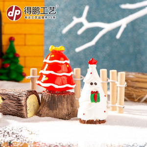 Miniaturas de Resina de Navidad, Decoraciones de Escena Navideña, Adornos de Casa de Nieve y Árbol para Exhibición Festiva - Product Image 2