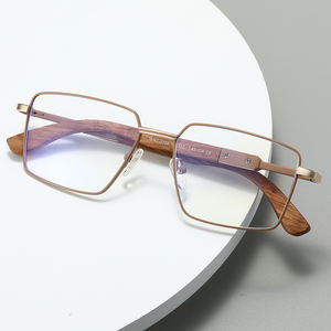 2025 79003 Kare Optik Çerçeveler Erkekler İçin Ahşap Saplı Gözlük Çerçeveleri Klasik Retro Moda Şeffaf Lensli Gözlük Çerçeveleri - Product Image 3