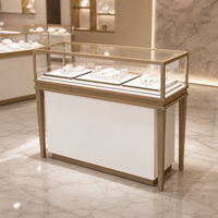 Vitrine de présentation de bijoux en bois massif de haute qualité, sur mesure, avec porte en verre trempé et éclairage LED pour salle d'exposition
