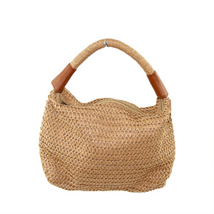 Bolso de compras artesanal de estilo Vintage para mujer, bolso de mano <span class=keywords><strong>Ibiza</strong></span>, bolso de playa de papel de estilo veraniego de paja de alta calidad, bolso de algodón para mujer - Product Image 5