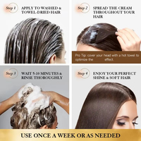 Traitement capillaire réparateur pour cheveux secs, sans rinçage, à l'huile d'argan, kératine, acide hyaluronique, collagène, lissant et adoucissant