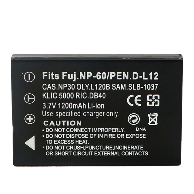 3.7V 1200mAh Replacement NP-60 FNP60 NP60 NP 60 Camera Li-ion Digital Battery for OPTIMA 2338mT DZO-Z53 MZ-DV DZO-Z33 Zoom DV