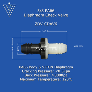 ZDVseal ZDV-CDAV6 3/8 Inch Nylon 66 One Way <strong>Valve</strong> Gasoline Circuit Check <strong>Valve</strong> Plastic Mini <strong>Valve</strong> for Motorcycle Non-Return - Product Image 2