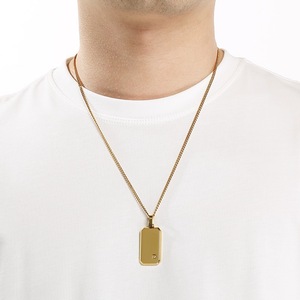 <span class=keywords><strong>Collana</strong></span> da uomo Kalen minimalista con ciondolo geometrico quadrato intarsiato con strass, in acciaio inossidabile, con <span class=keywords><strong>incisione</strong></span> laser. - Product Image 5