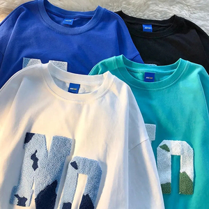 Camiseta de Hombre con Letras Bordadas en Azul, 100% Algodón, Cuello Redondo, Manga Corta, Corte Regular, Informal - Product Image 3