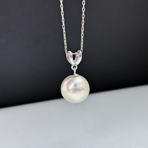 Colgante de Plata S925 con Cuentas Redondas de 9-13 mm, Accesorios para Collar de Moda DIY, Base Vacía 31155 - Product Image 1