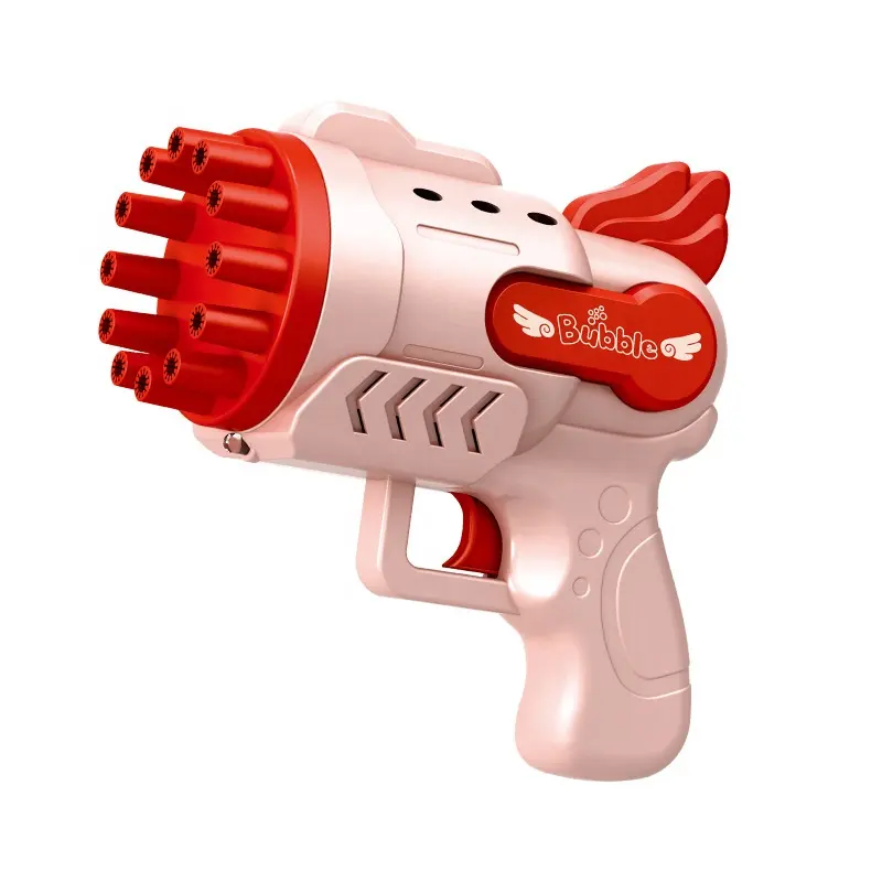 Huiye Mainan Pistol Gelembung Elektronik, 24 Lubang Desain Sabun Bazooka Air dengan Lampu Warna-warni untuk Anak-anak