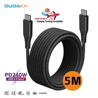 Cable USB C Largo de 5M, 240W, PD3.1, con Trenzado de Nailon, E-Marker, 48V 5A, 20Gbps, 1M, para Transferencia de Datos en Dispositivos de Alto Rendimiento