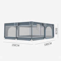 PRODIGY Modern Grey/Green Baby Playpen Alas Anti Air untuk Bayi dan Balita, Pagar Pengaman, Rangka Baja Tahan Karat, Ramah Lingkungan, untuk Bermain di Dalam Ruangan
