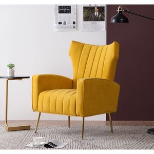 Sans Modern Tufted Velvet Leisure <strong>Wing</strong> Back Accent <strong>Armchair</strong> with Metal Legs for Living Room &amp; Bedroom - Product Image 2