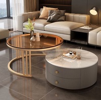Table basse moderne de luxe Sen Pan personnalisée pour chambre à coucher et salon, plateau en marbre blanc, cadre en métal doré, garantie de 3 ans