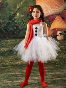 Disfraz de Muñeco de Nieve para Niños, Vestido de Tul Blanco con Accesorios para la Cabeza, Ropa Navideña para Niñas, Éxito de Ventas 2026 - Product Image 3