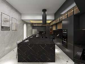 Gabinetes de Cocina Modulares, Tablero de Melamina Negro, Marco de Aluminio, Puerta de Vidrio - Product Image 2