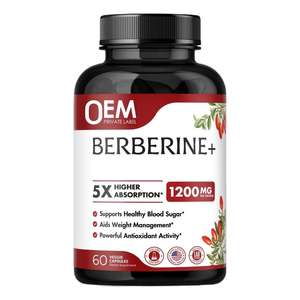 Suplemento de Berberina OEM 1200mg, Cápsulas de Berberina HCL 98% Pura, Control de Peso Saludable, Apoyo Inmunológico - Product Image 1