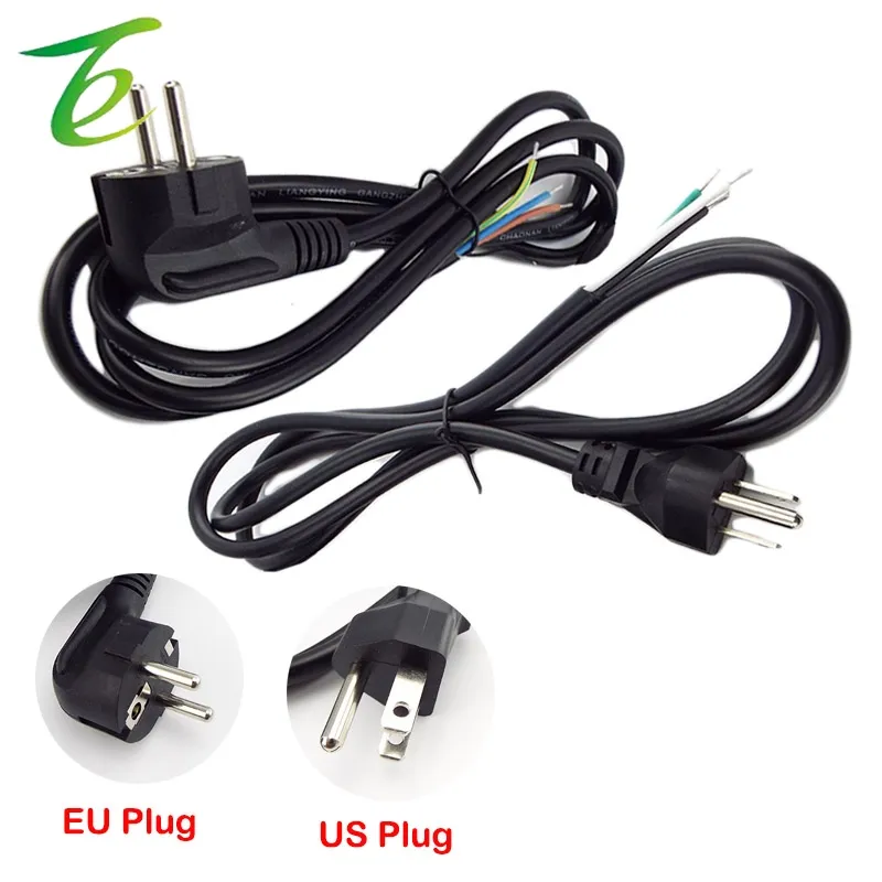 EU US Plug Extension Power Cord 1.5m Open End Rewired Cable Wires Schuko CEE Plug Power Supply Lead For Electric Fan Dishwashers