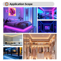 Bande lumineuse LED flexible auto-adhésive découpable pour plafond intérieur, étanche IP20, contrôlable par application, bande lumineuse intelligente RGB