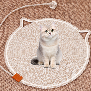 Rascador para Gatos de Cuerda de Algodón, Tapete Tejido para Rascar, Juguete Lavable para Mascotas, Forma Redonda de Gato, para Gatos de Interior - Product Image 3