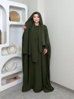 LM014 Ensemble 2 pièces Abaya Papillon et Hijab, sans repassage, adapté à la maternité et à l'allaitement, grande taille, robe de prière modeste pour femmes musulmanes